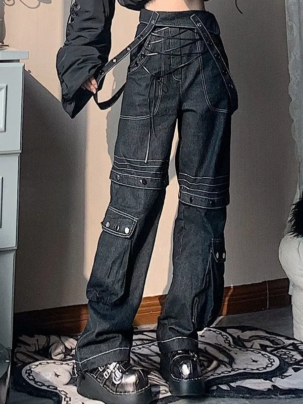 Lace-up Suspenders Jeans【s0000000301】
