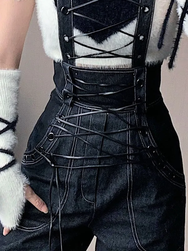 Lace-up Suspenders Jeans【s0000000301】