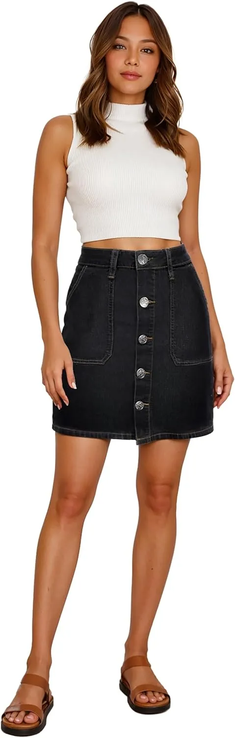 Lexi Womens Super Comfy Stretch Denim Skirt