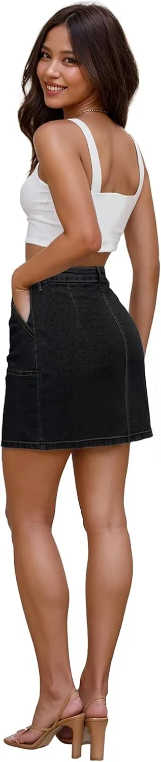 Lexi Womens Super Comfy Stretch Denim Skirt