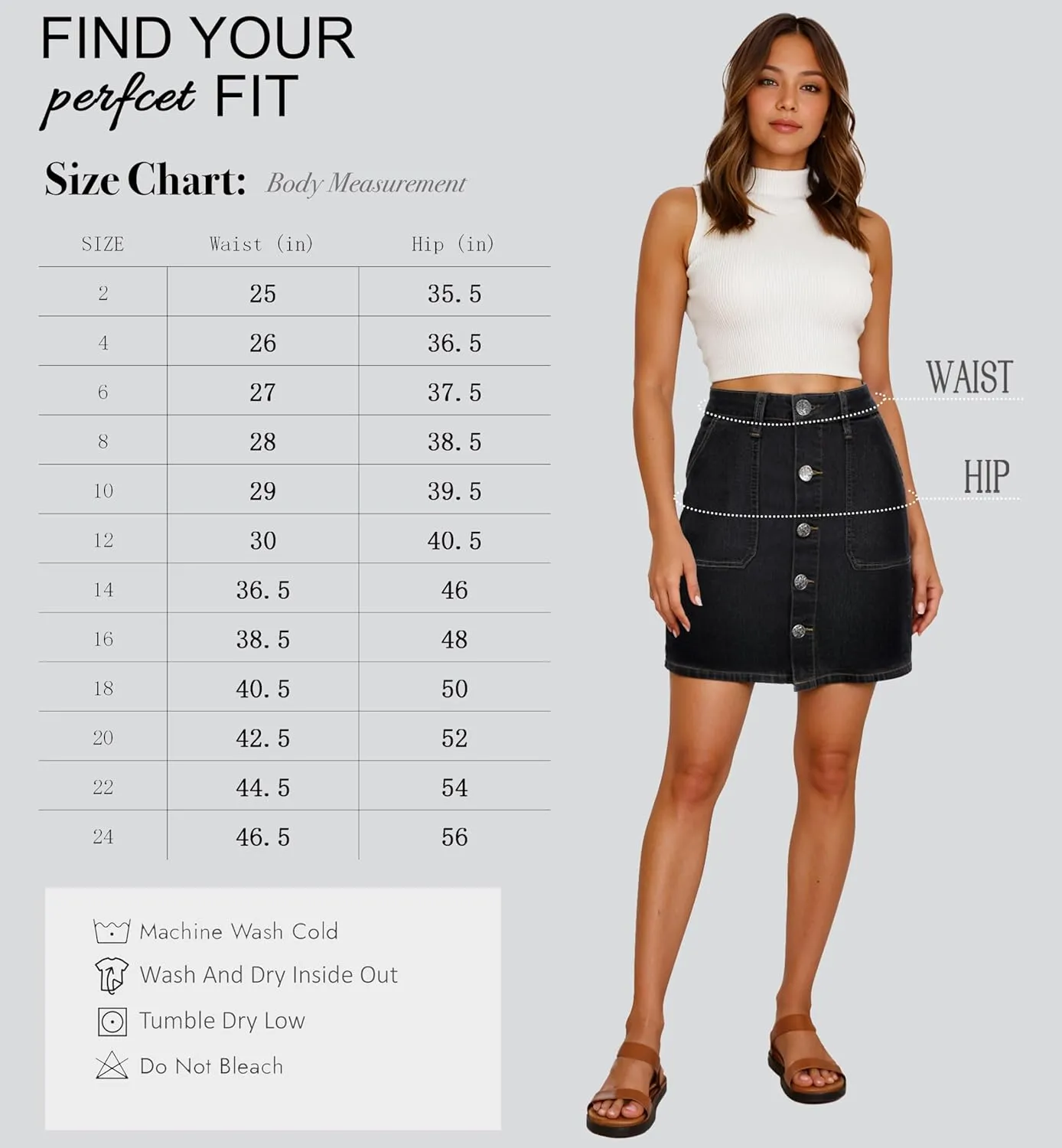 Lexi Womens Super Comfy Stretch Denim Skirt