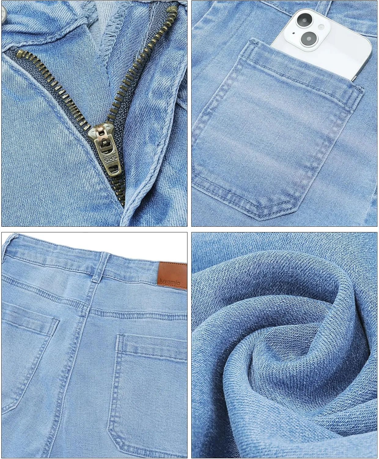 luvamia Wide Leg Jeans for Women Trendy High Waisted Flare Jeans Cropped Denim Pants Stretchy Baggy with Patch Pockets