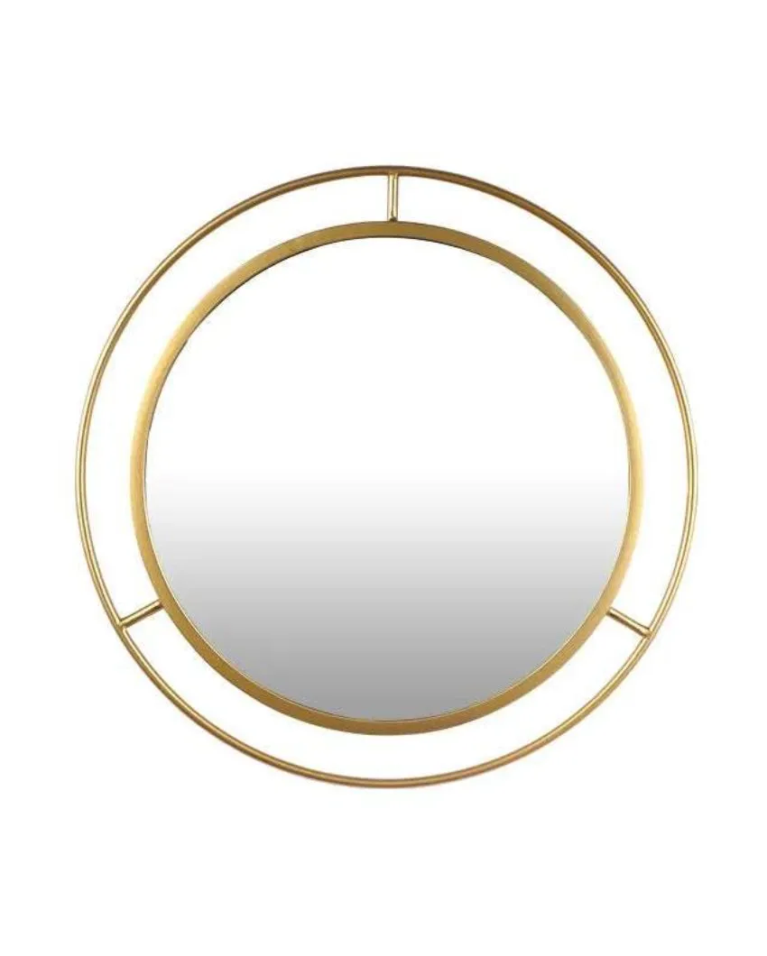 Luxurious and Modern Designer Double Ring Metal Wall Mirror | 24 inches