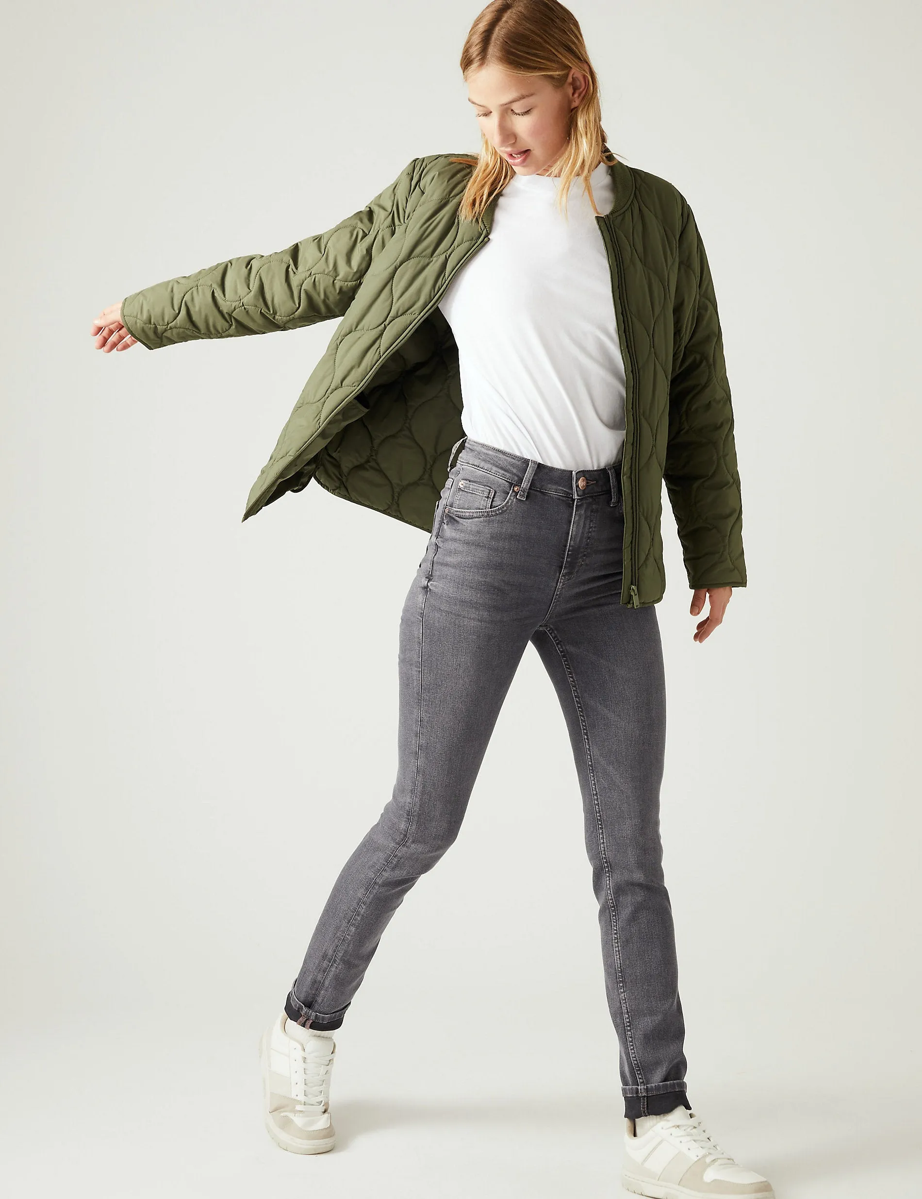 Marks & Spencer Lily Slim Stretch Jeans, Gray