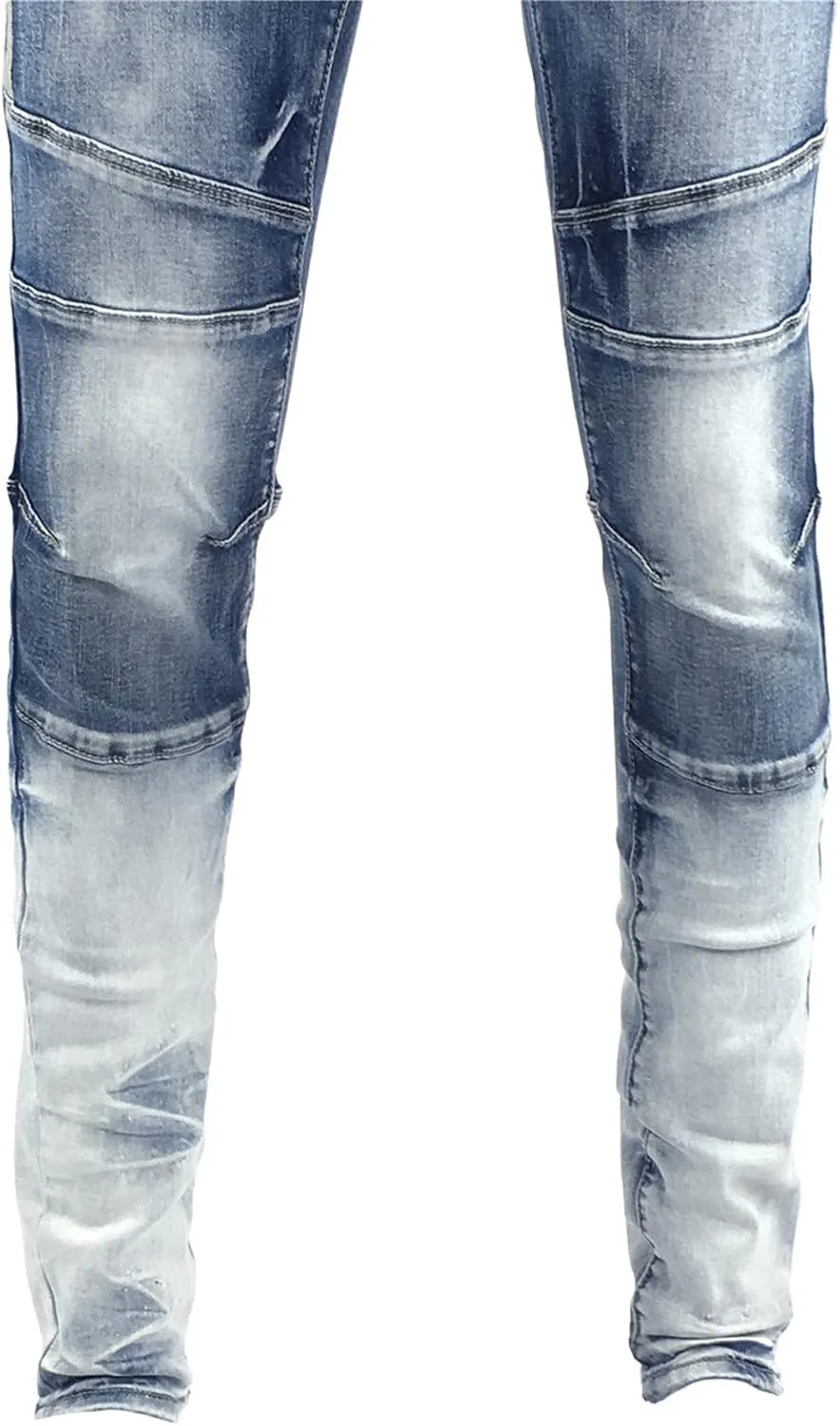 Men's Denim Jeans, Skinny Stretch Pleats Vintage Long Pant with Outside Tape