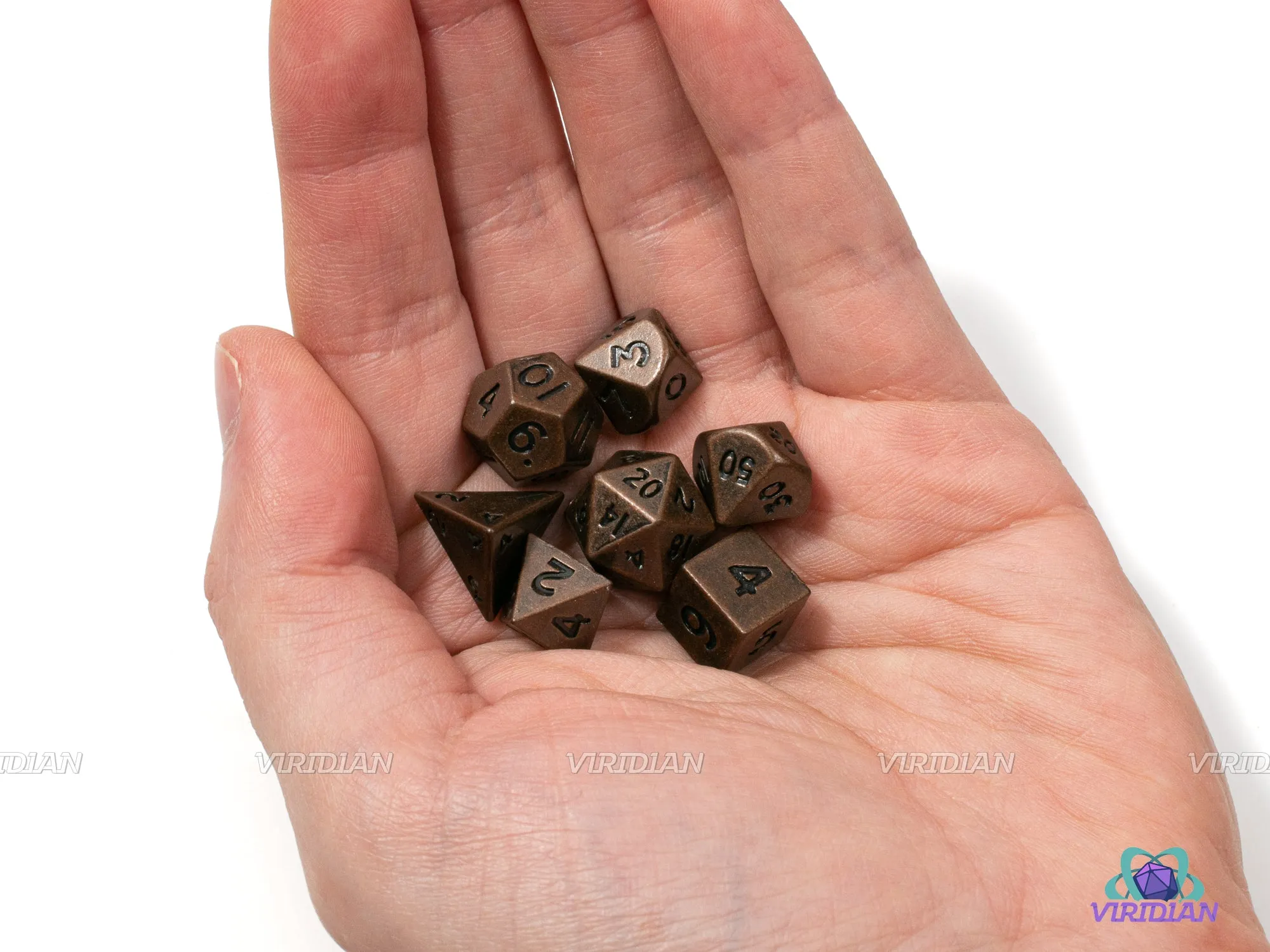 Mini Ancient Copper | Distressed Metal Dice Set (7)