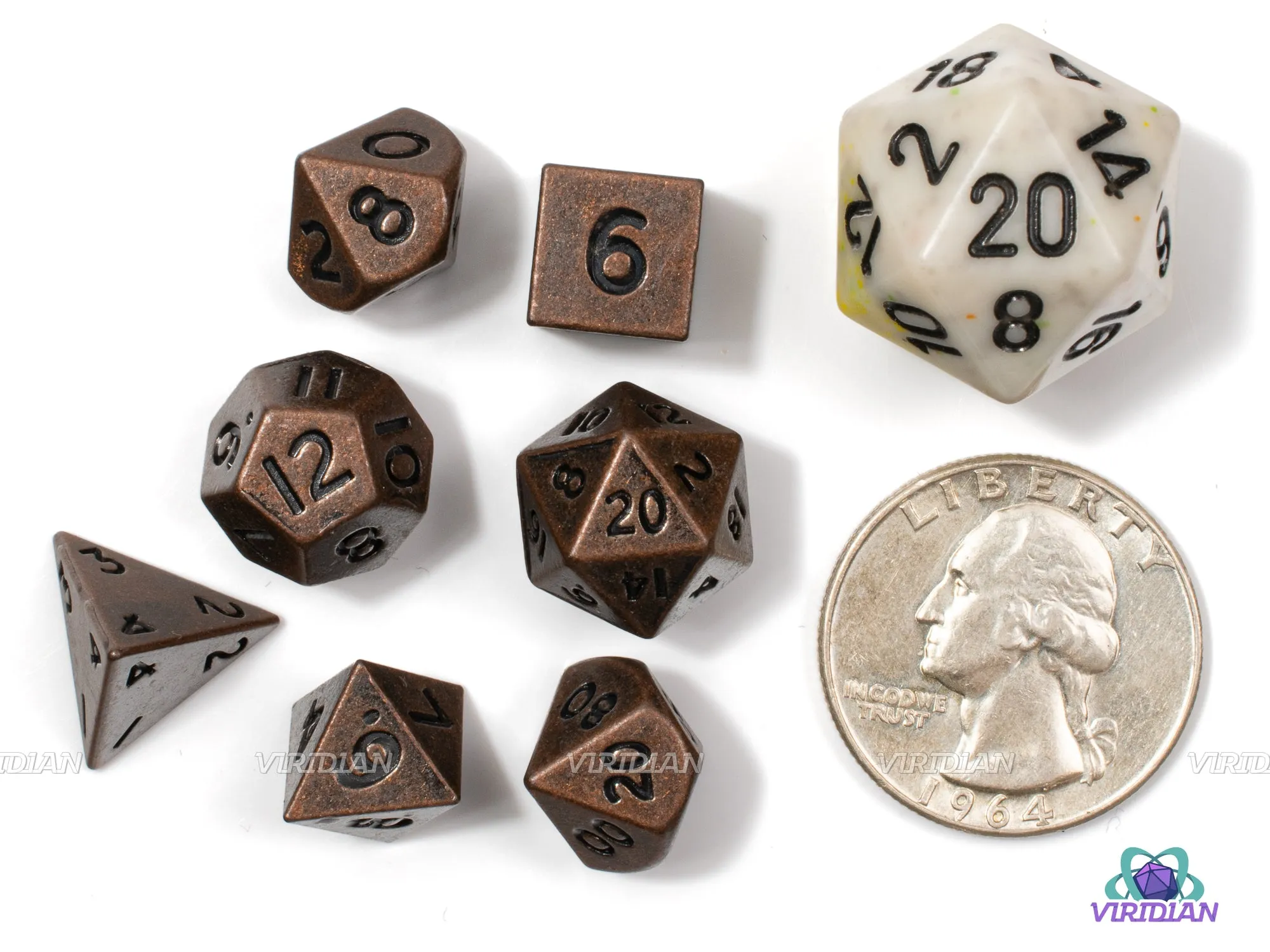 Mini Ancient Copper | Distressed Metal Dice Set (7)