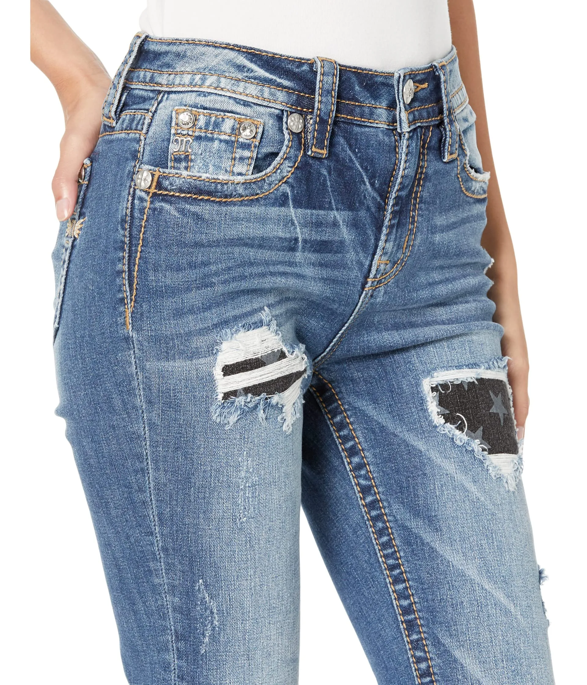 Miss Me High-Rise Slim Straight Jeans in Dark Blue