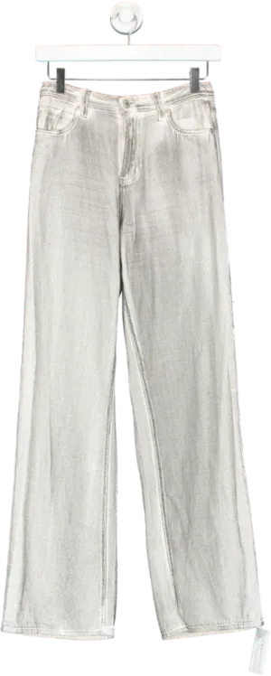 Nasty Gal Grey Distressed Metallic Coated Denim Jeans UK 6