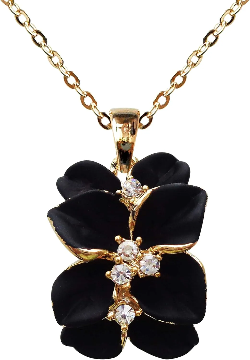 Navachi 18k Gold Plated White Crystal Multicolor Enamel Clip-on Stud Earrings And Neckalce Pendant Jewelry set