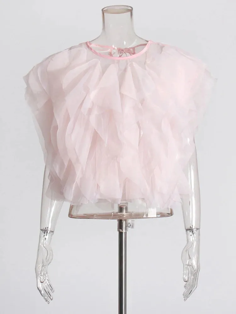 Pre Order:  Splicing Ruffle Edge Mesh Top