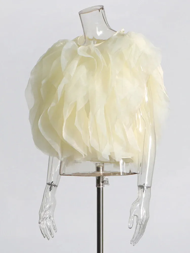 Pre Order:  Splicing Ruffle Edge Mesh Top