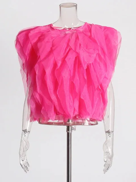 Pre Order:  Splicing Ruffle Edge Mesh Top
