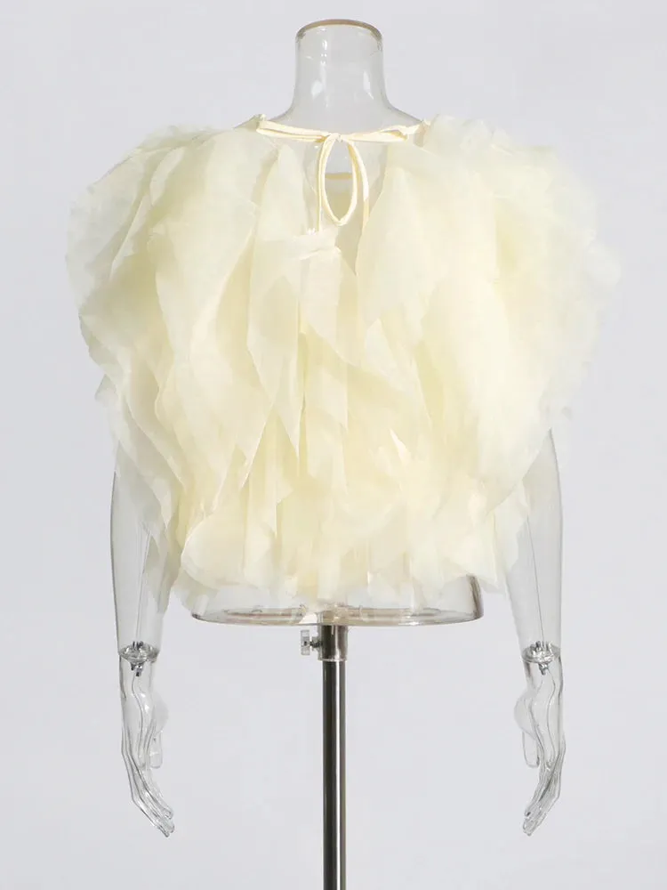 Pre Order:  Splicing Ruffle Edge Mesh Top