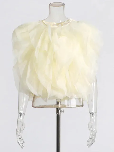 Pre Order:  Splicing Ruffle Edge Mesh Top