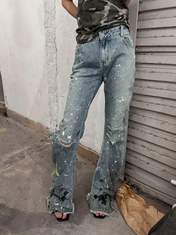Punk Street Fermented Wash Splash Art Jeans【s0000009574】
