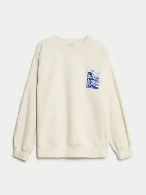 Pure cotton slogan relaxed sweatshirt