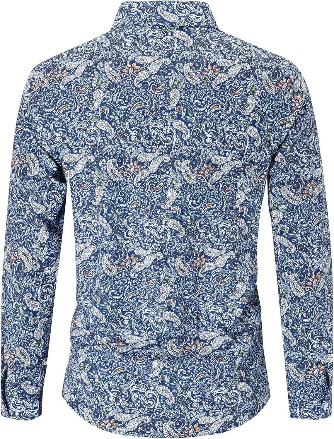 QZH.DUAO Mens 70s Disco Linen Shirts Casual Paisley Tops Floral Vintage Long Sleeve Shirt