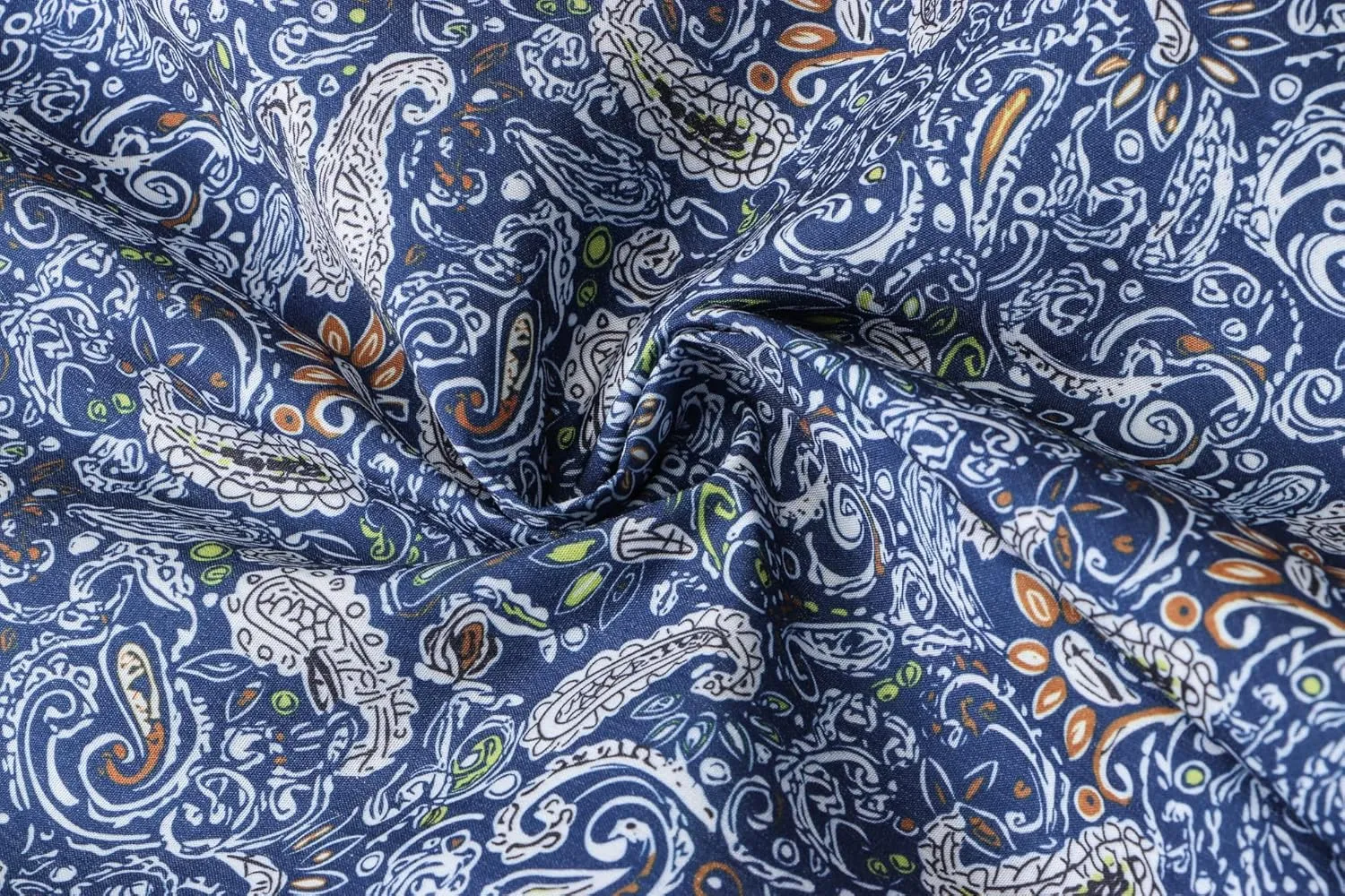 QZH.DUAO Mens 70s Disco Linen Shirts Casual Paisley Tops Floral Vintage Long Sleeve Shirt