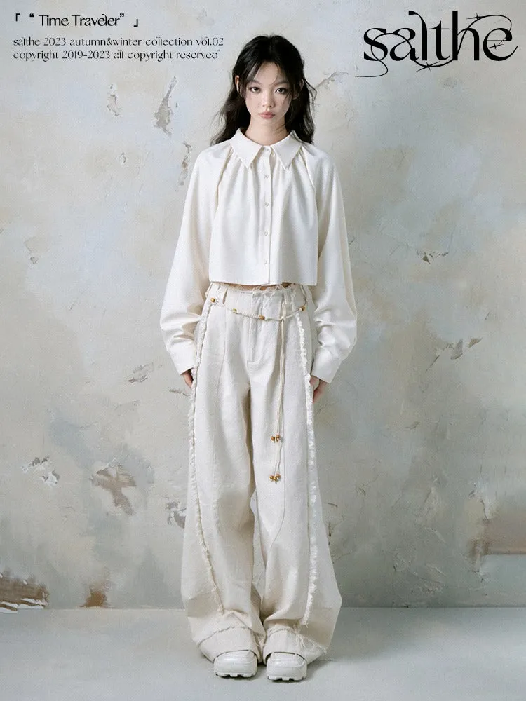 Raw Edge Wide Leg Jeans & Braid Belt【s0000004375】