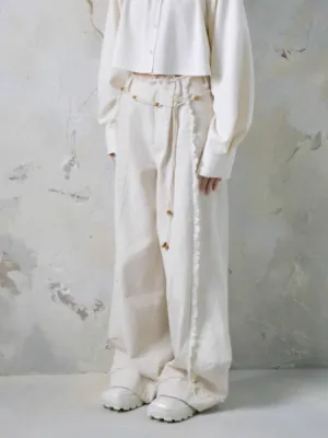 Raw Edge Wide Leg Jeans & Braid Belt【s0000004375】