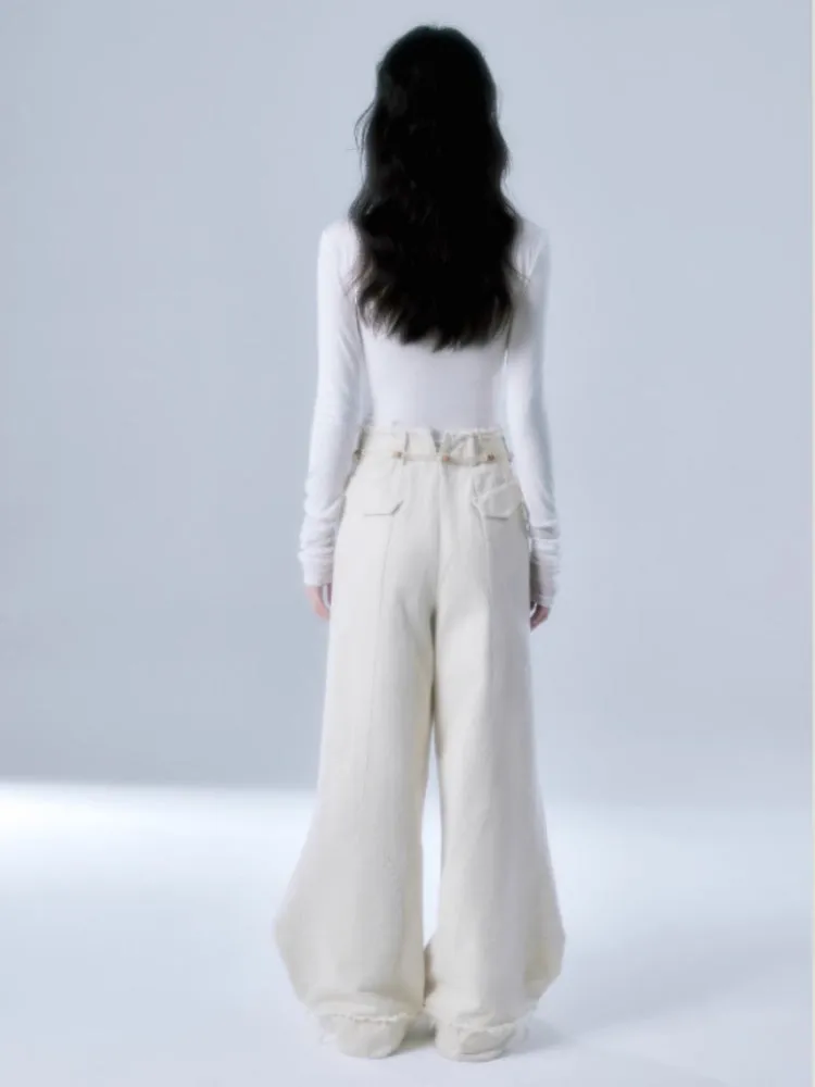 Raw Edge Wide Leg Jeans & Braid Belt【s0000004375】