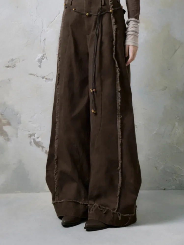 Raw Edge Wide Leg Jeans & Braid Belt【s0000004375】
