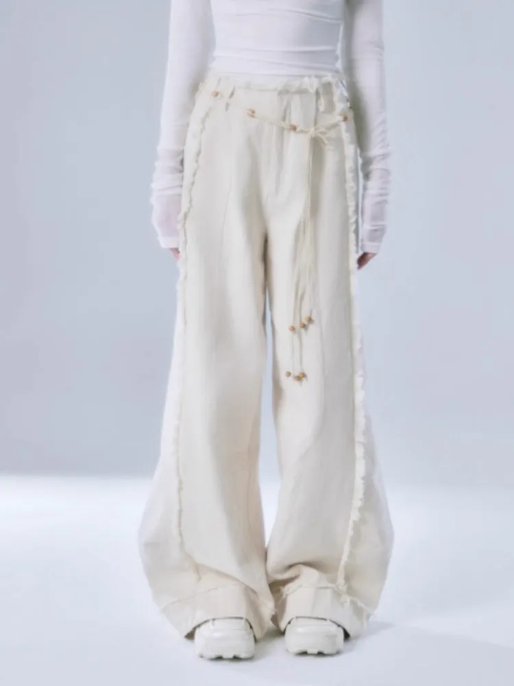 Raw Edge Wide Leg Jeans & Braid Belt【s0000004375】