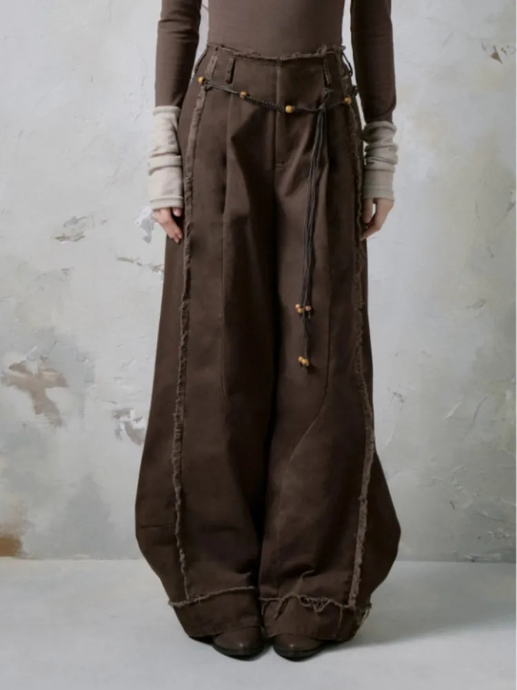 Raw Edge Wide Leg Jeans & Braid Belt【s0000004375】