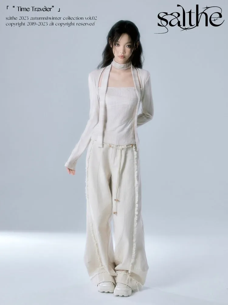 Raw Edge Wide Leg Jeans & Braid Belt【s0000004375】