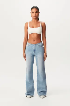 Raw Waist Straight Leg Jeans