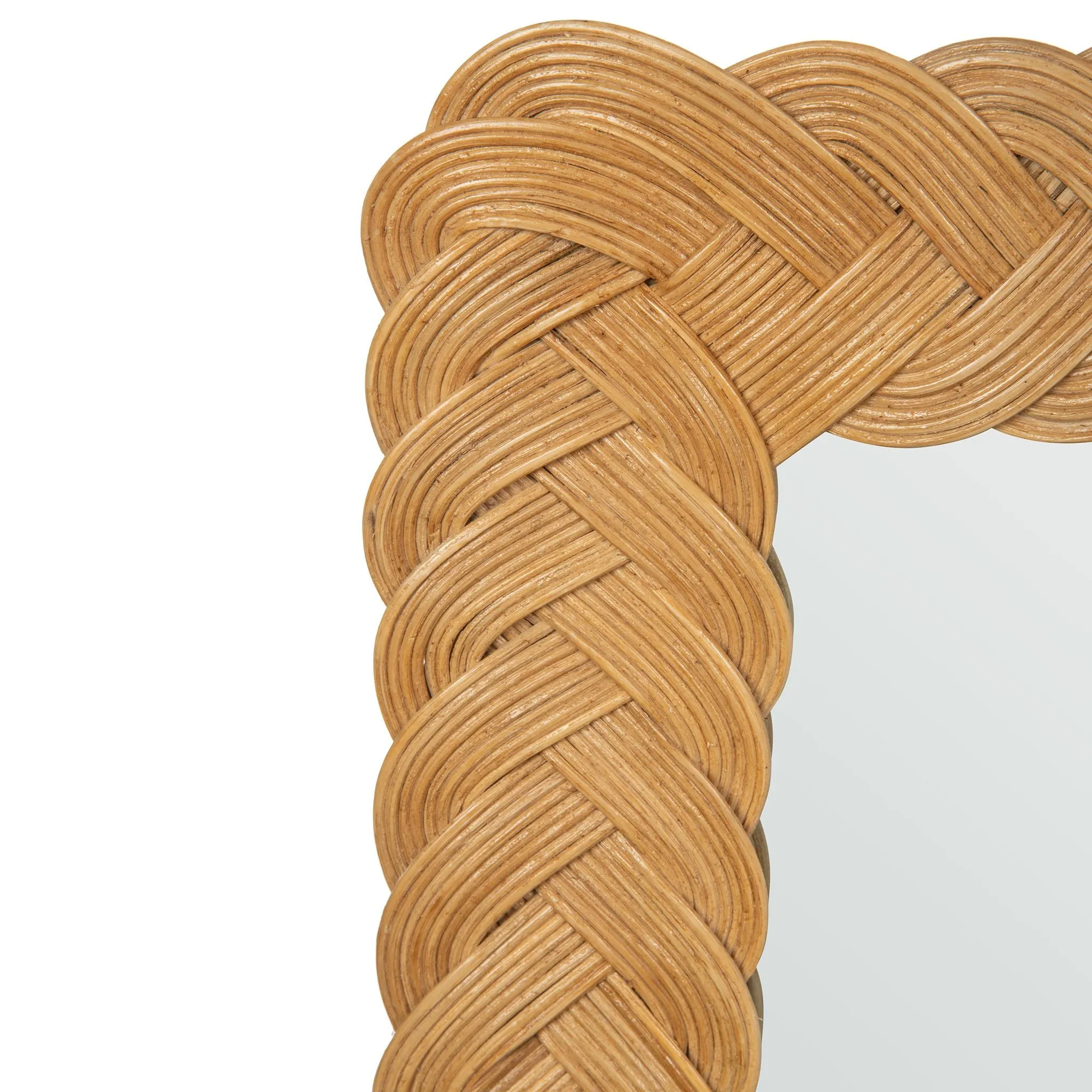 Rectangular Braided Wicker Decorative Wall Mirror, 24 x 36 Inch, Natural
