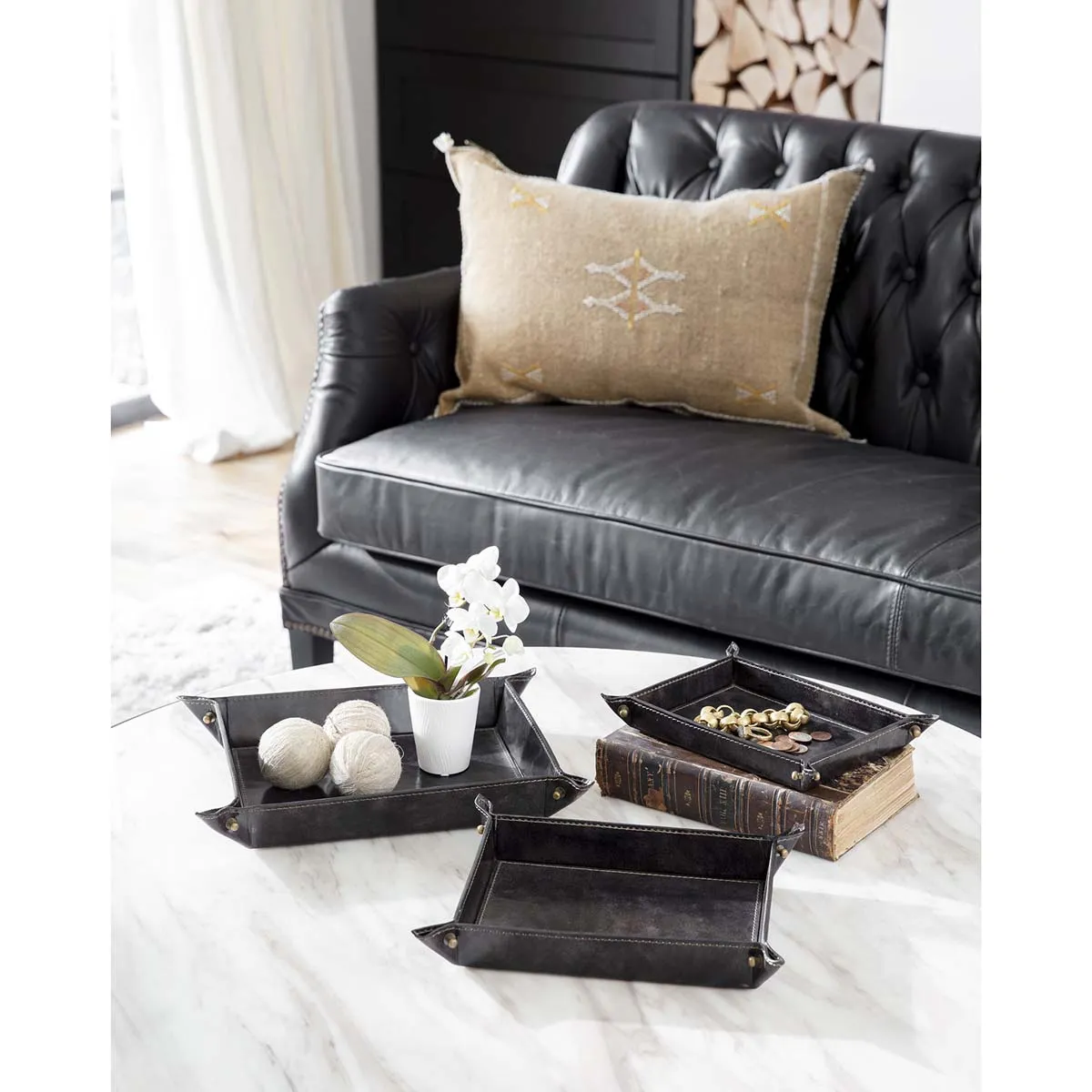 Regina Andrew Derby Leather Tray Set (Brown)