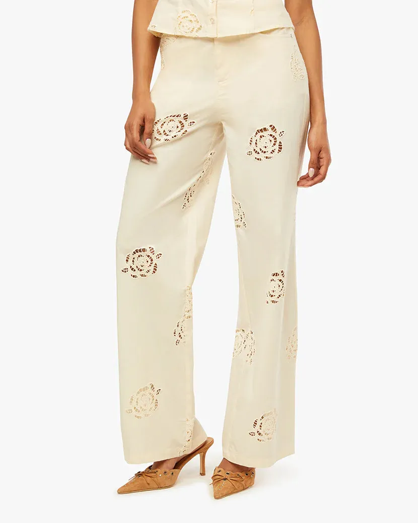Rose Eyelet Straight Leg
