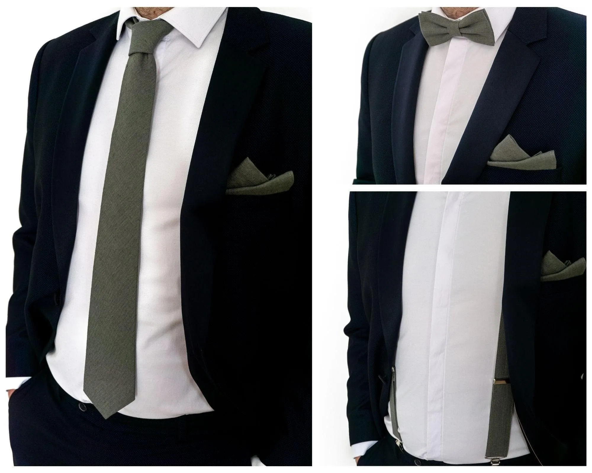 Sage Green Tie Set - Wedding Neckties for Groom and Groomsmen
