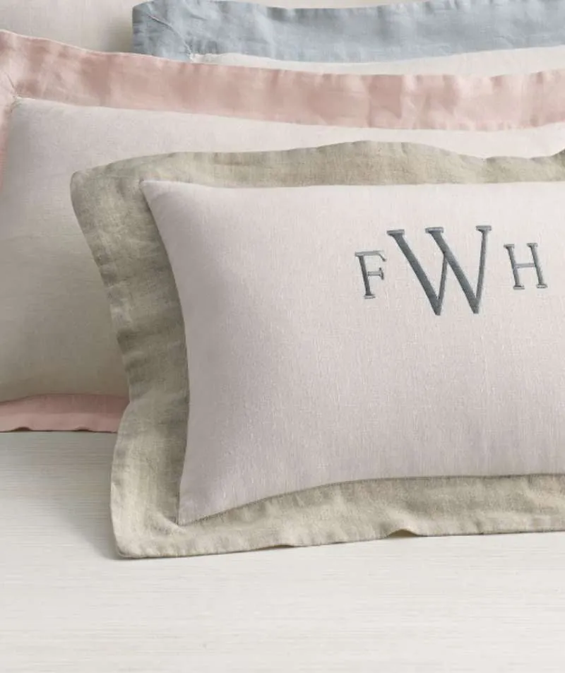 SAMPLE SALE<br>Off White & White Linen Breakfast Pillow