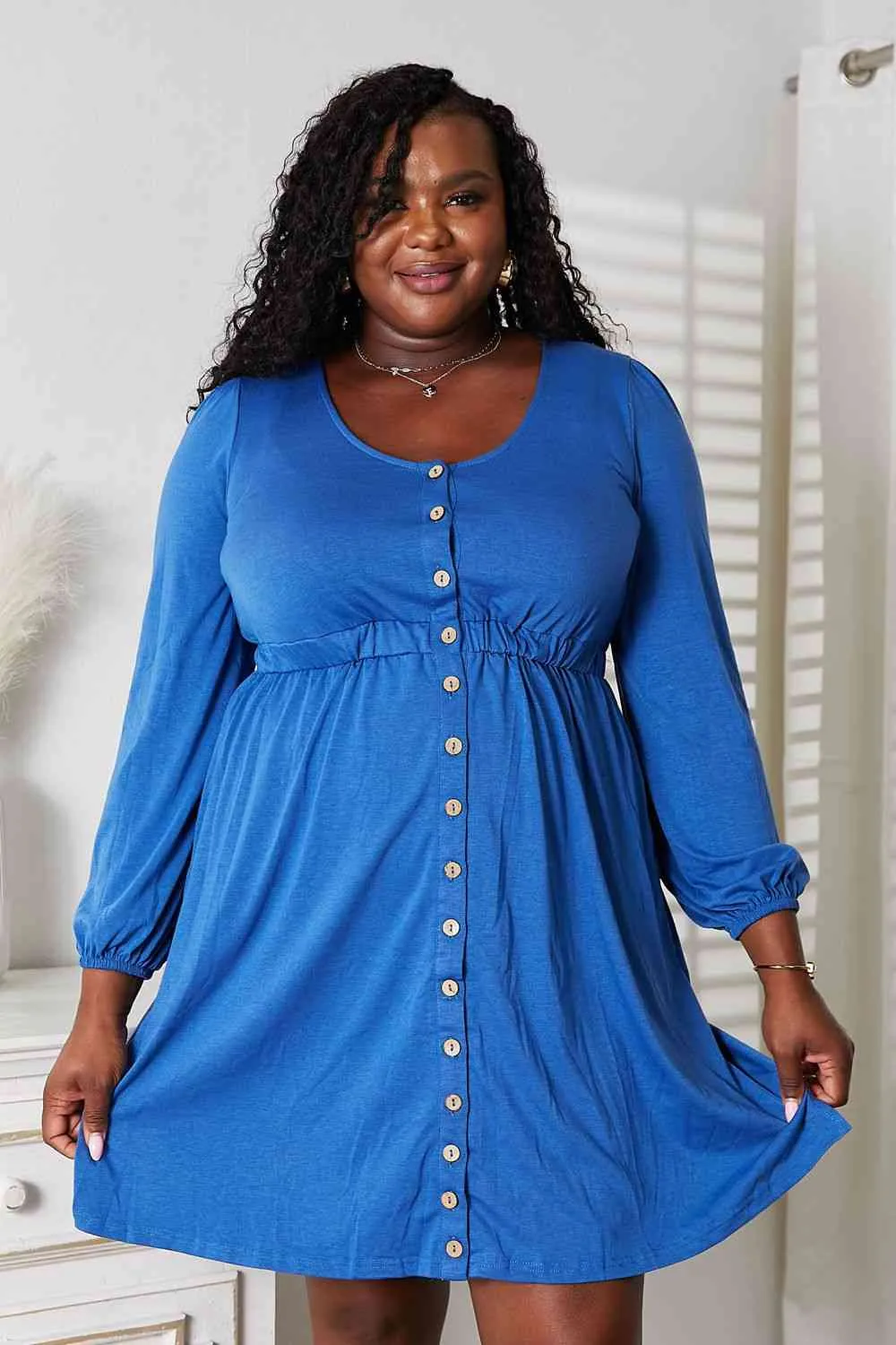 Scoop Neck Empire Waist Long Sleeve Magic Dress