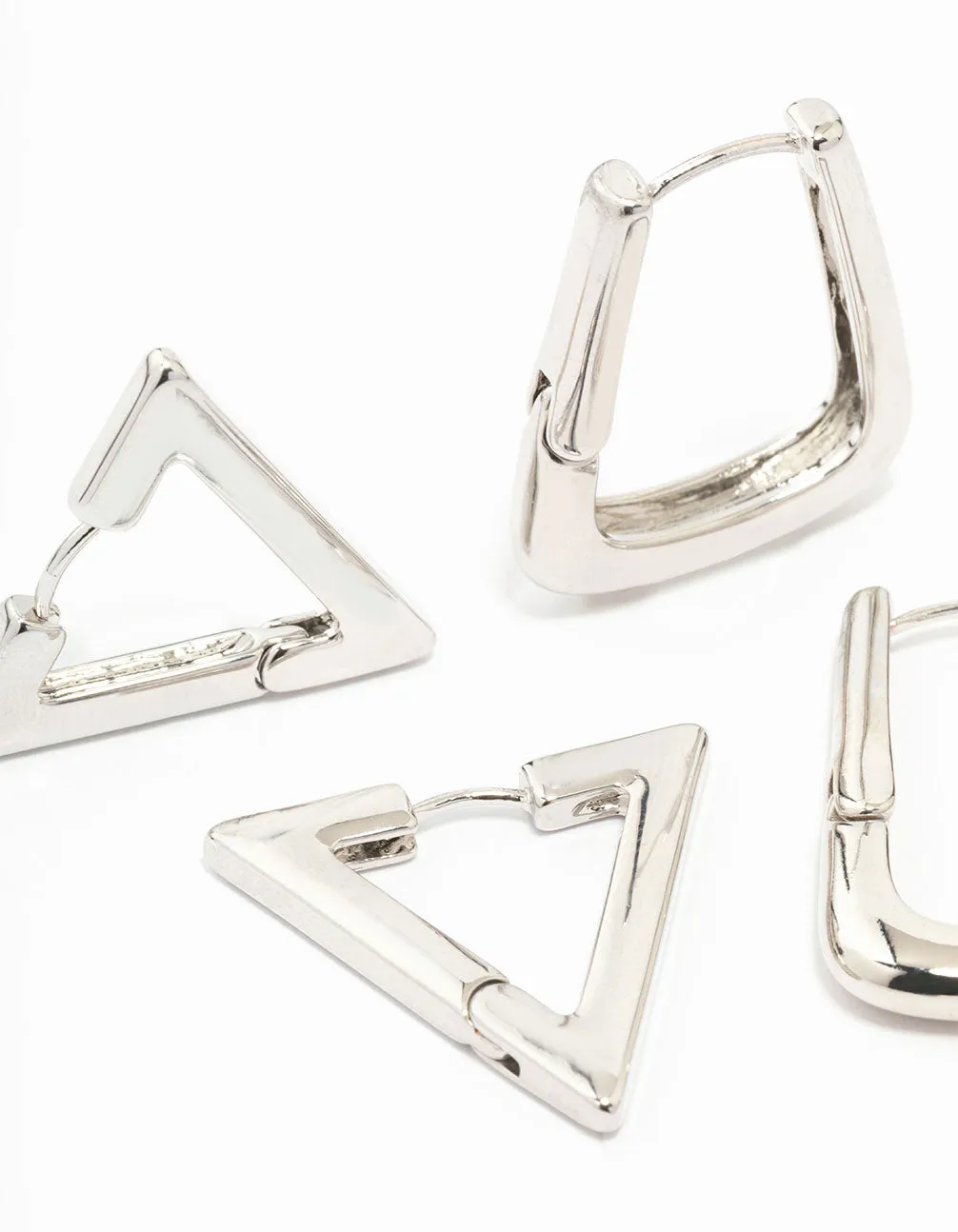 Silver Triangular Hoop Earring Pack