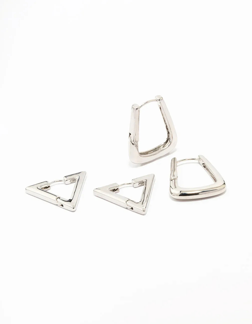 Silver Triangular Hoop Earring Pack