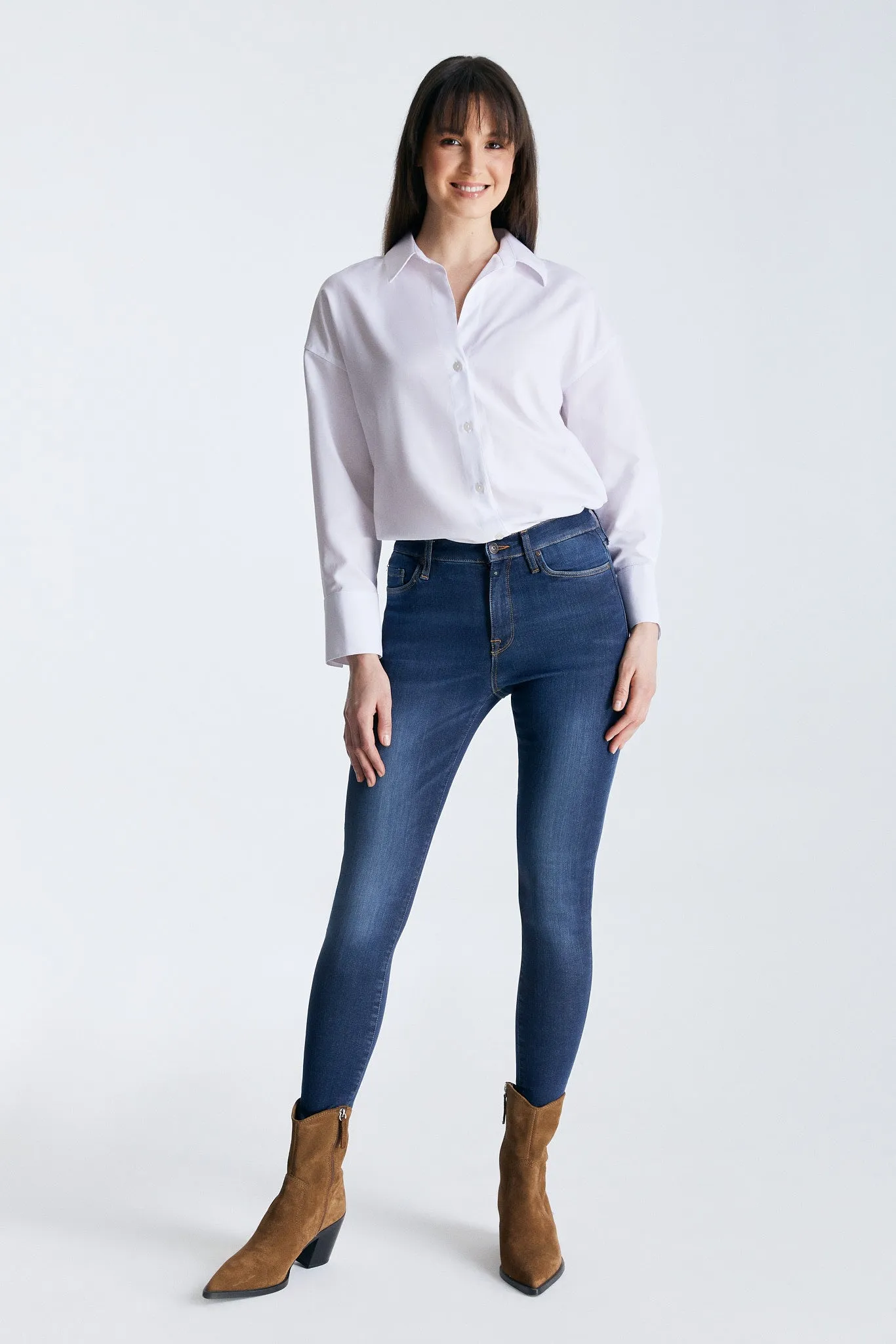 Sophia High Waist Reshape 5 Pocket Jeans Dark VT Blue