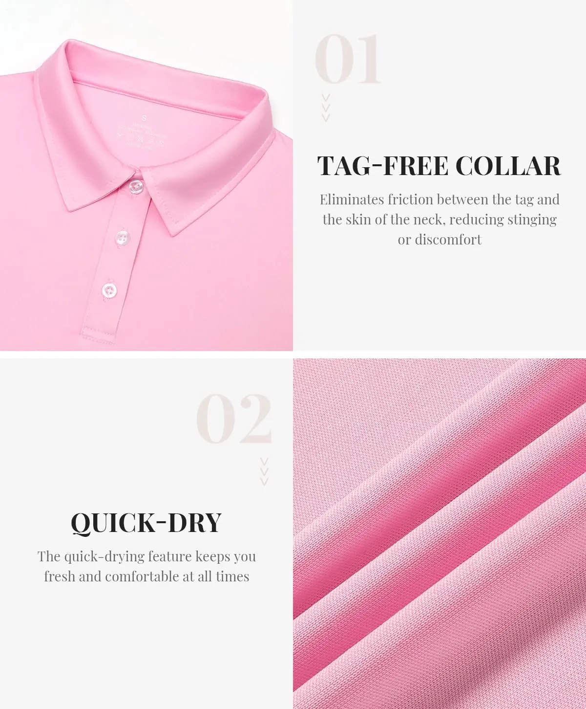Star Vibe Long Sleeve Polo Shirts for Women Moisture Wicking Golf Shirt Quick Dry UPF 50  Sun Tennis Athletic Tops 3 Pack