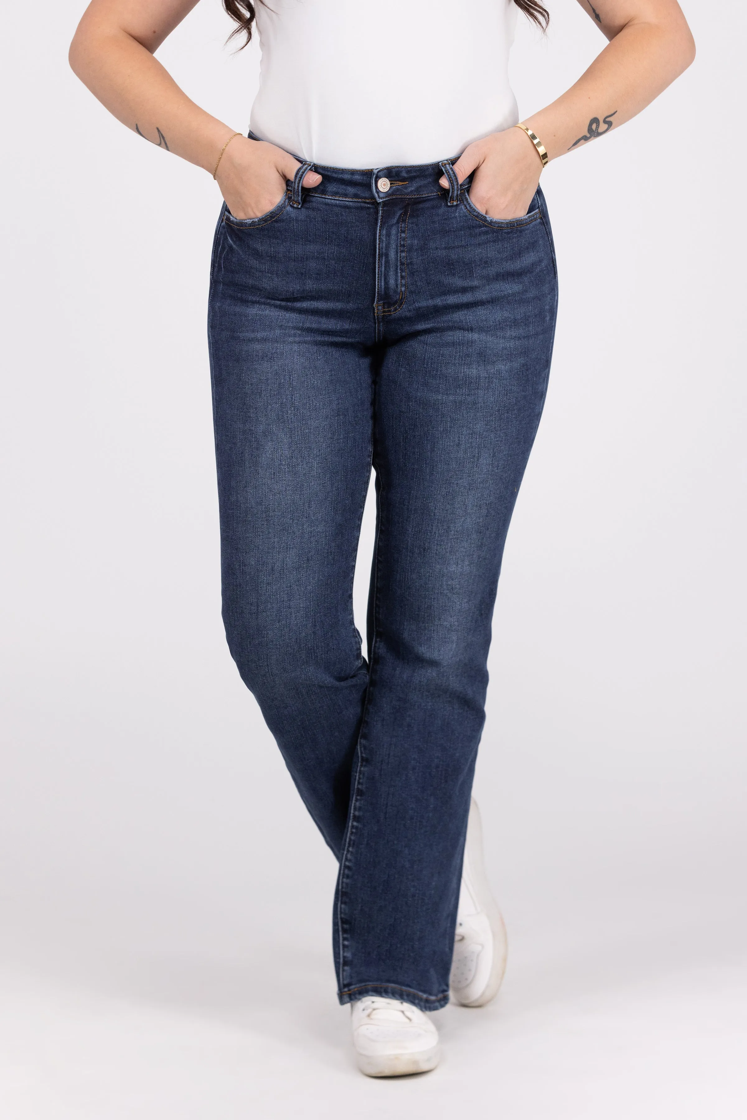 Stop Pretending from Lovervet: Mid-Rise Relaxed Bootcut Denim