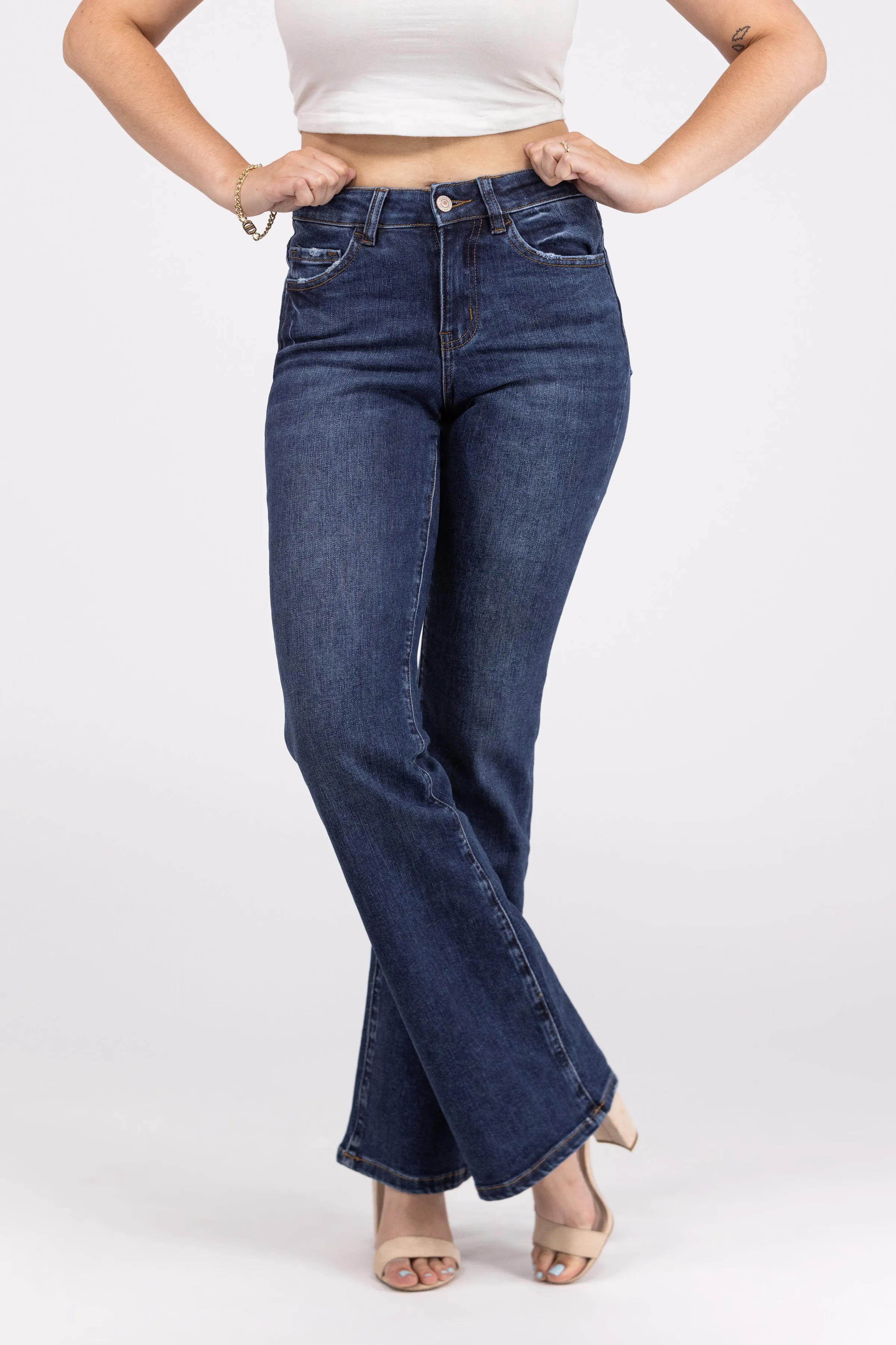 Stop Pretending from Lovervet: Mid-Rise Relaxed Bootcut Denim