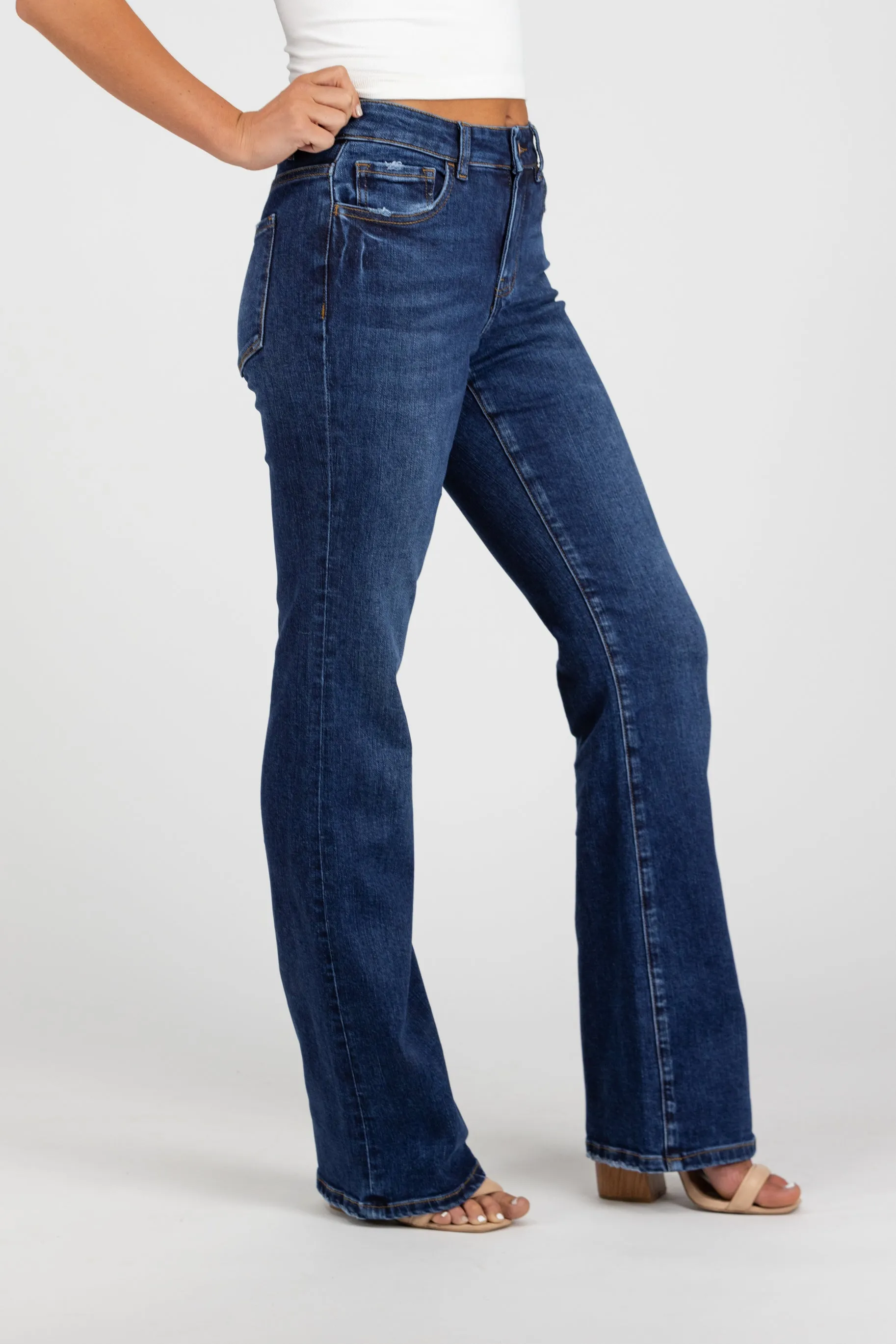 Stop Pretending from Lovervet: Mid-Rise Relaxed Bootcut Denim