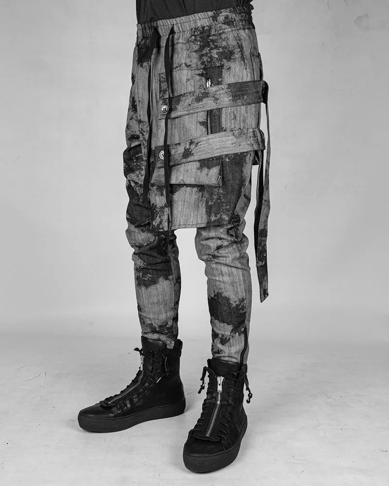 Stretch panel bull jeans printed