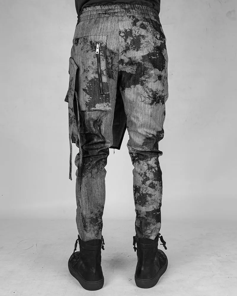 Stretch panel bull jeans printed