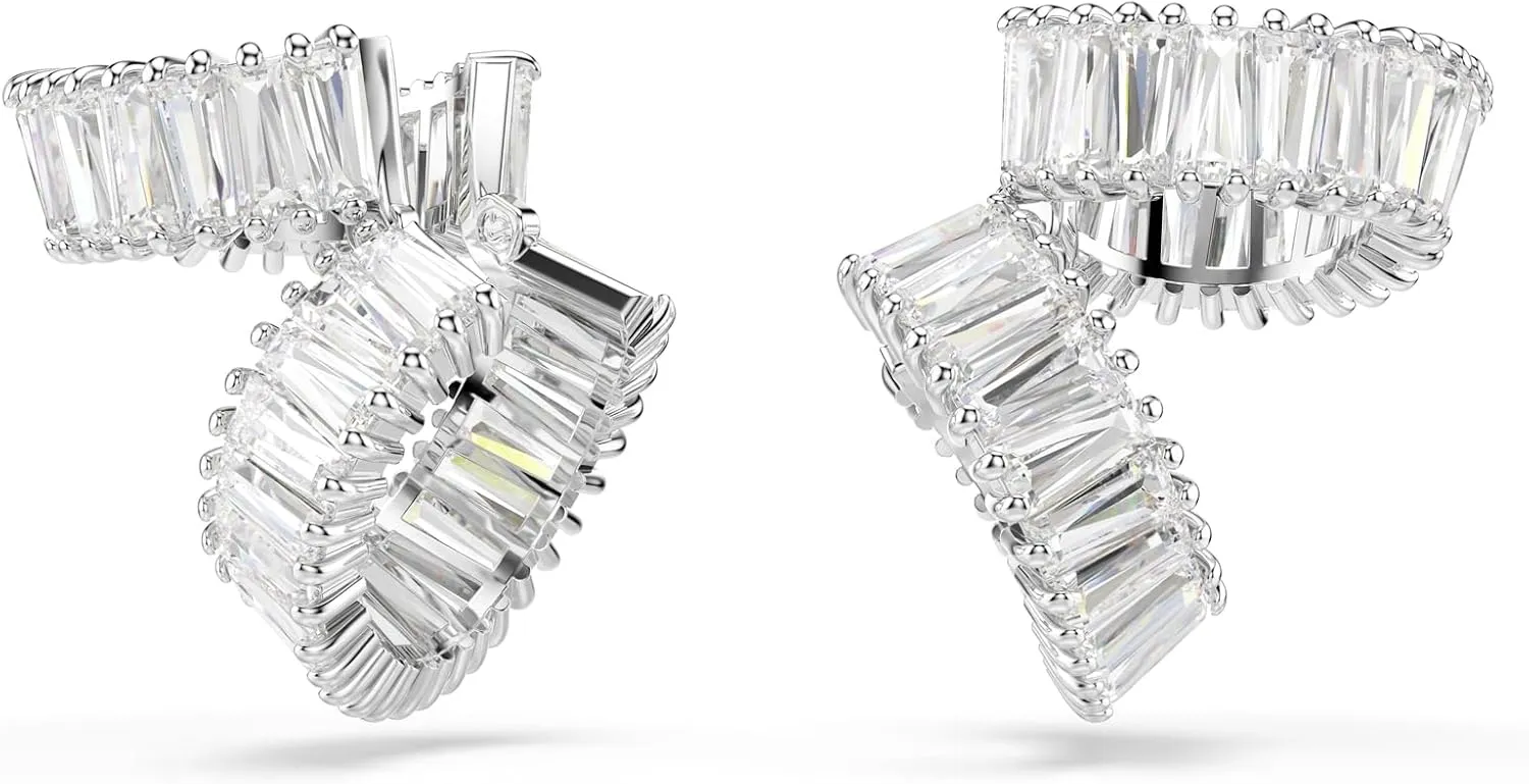 Swarovski Ariana Grande Earrings Jewelry Collection, Clear Crystal & Pearls, Rhodium Finish