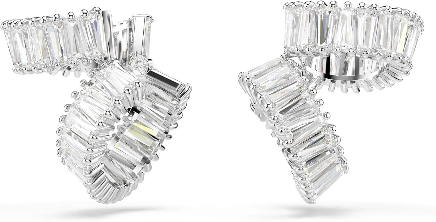 Swarovski Ariana Grande Earrings Jewelry Collection, Clear Crystal & Pearls, Rhodium Finish