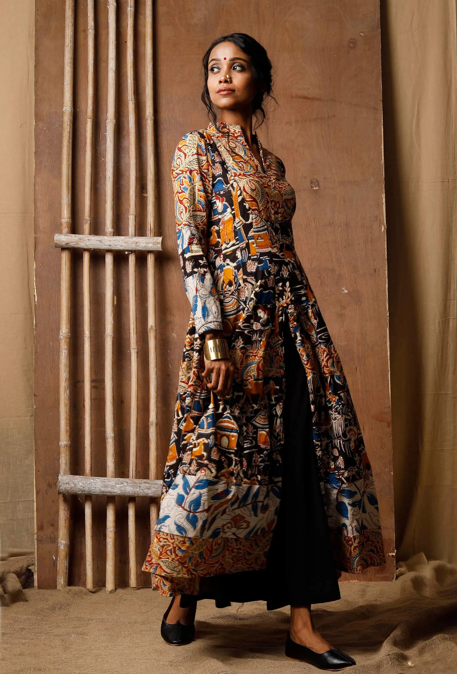 Three Print Kalamkari Cotton Kurta