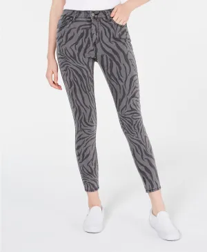 Tinseltown Juniors' Zebra-Print Skinny Jeans Gray Size 3